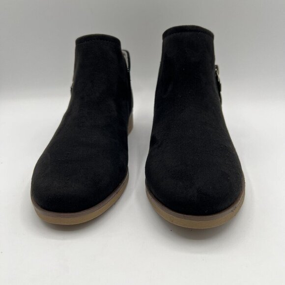 Dr Scholls Womens Astir Black Faux Suede Ankle Booties 7M Side Zip Western Goth - Picture 4 of 12